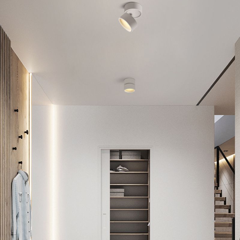 Arisha Flush Mount Ceiling Light Cylindrical Modern, Metal, Black/White, Hallway