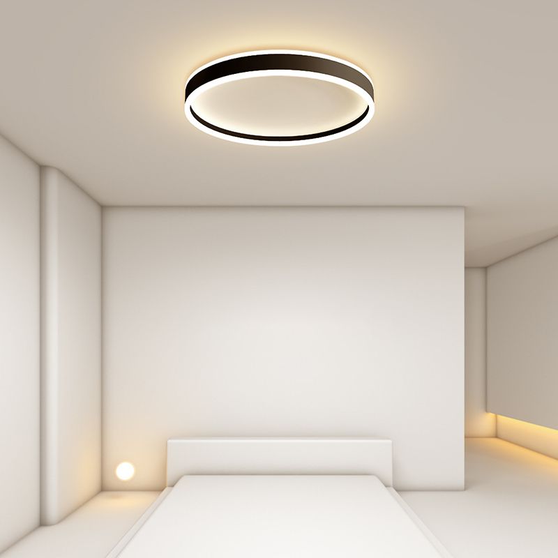 Arisha Modern Round Led Metal Flush Mount Ceiling Light, White/Black