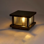 Ray Modern Rectangular Metal Outdoor Solar Lamp, Black/ Brass/Bronze
