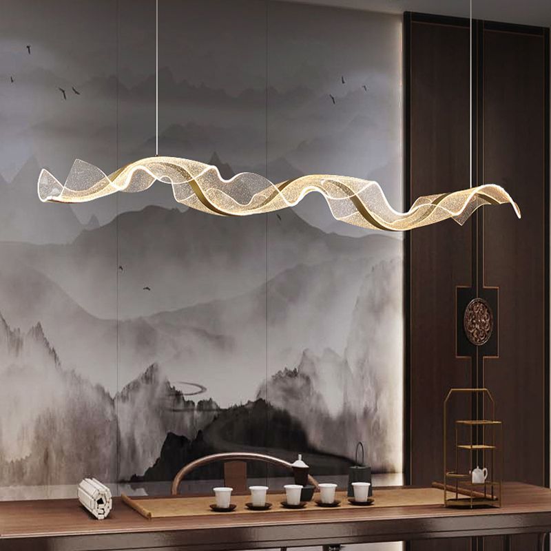 Kristy Pendant Light Designer Wave , White/Gold, Dining Room