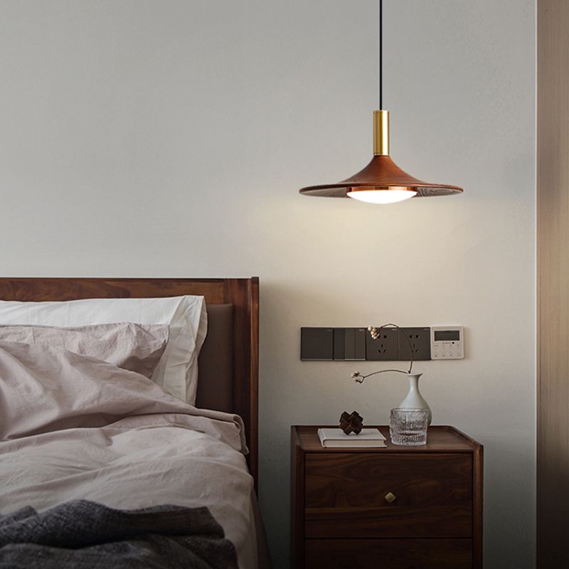 Arisha Rustic Cap-shaped Wooden Pendant Light, Natural Wood