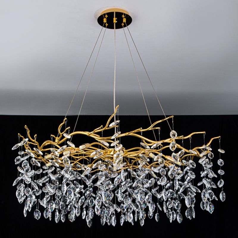 Kristy Contemporary Gold Glass Crystal Chandelier