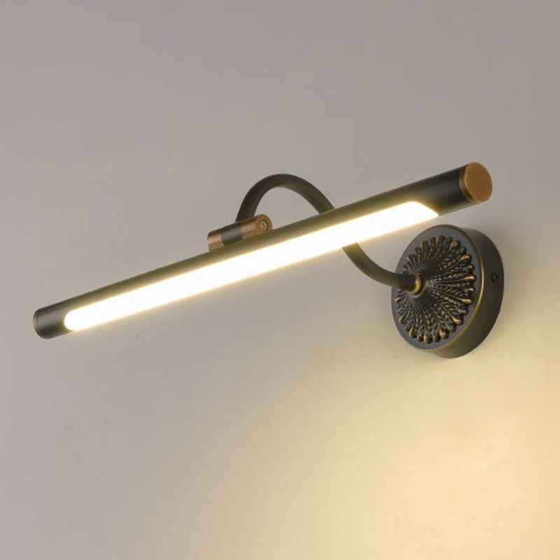 Tiffany Black Adjustable Reading Spotlight Wall Lamp, Metal/Wood