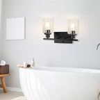 Silva Modern Mirror Front Black Vanity Wall Lamp, Metal/Glass
