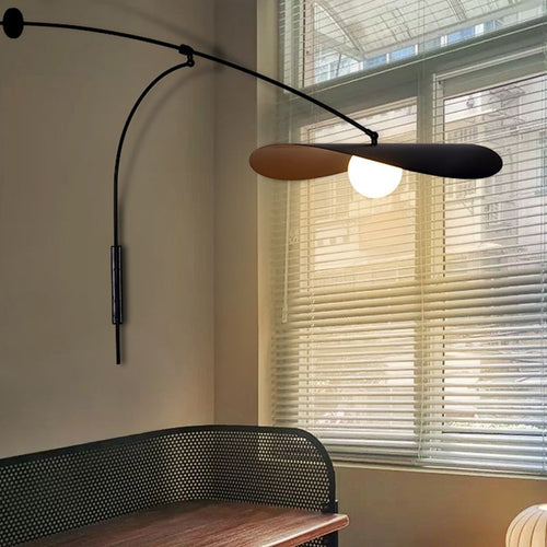Arisha Arc Wall Lamp, Metal/Glass, Black/Gold, Bedroom