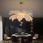 O'Moore Ostrich Contemporary Elegant Feather Chandelier, White