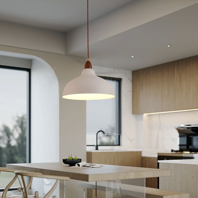 Valentina Modern Bowl-shaped Metal Pendant Light, Black/White