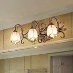 Arisha Antique Brass Flower Mirror Front Vanity Wall Lamp