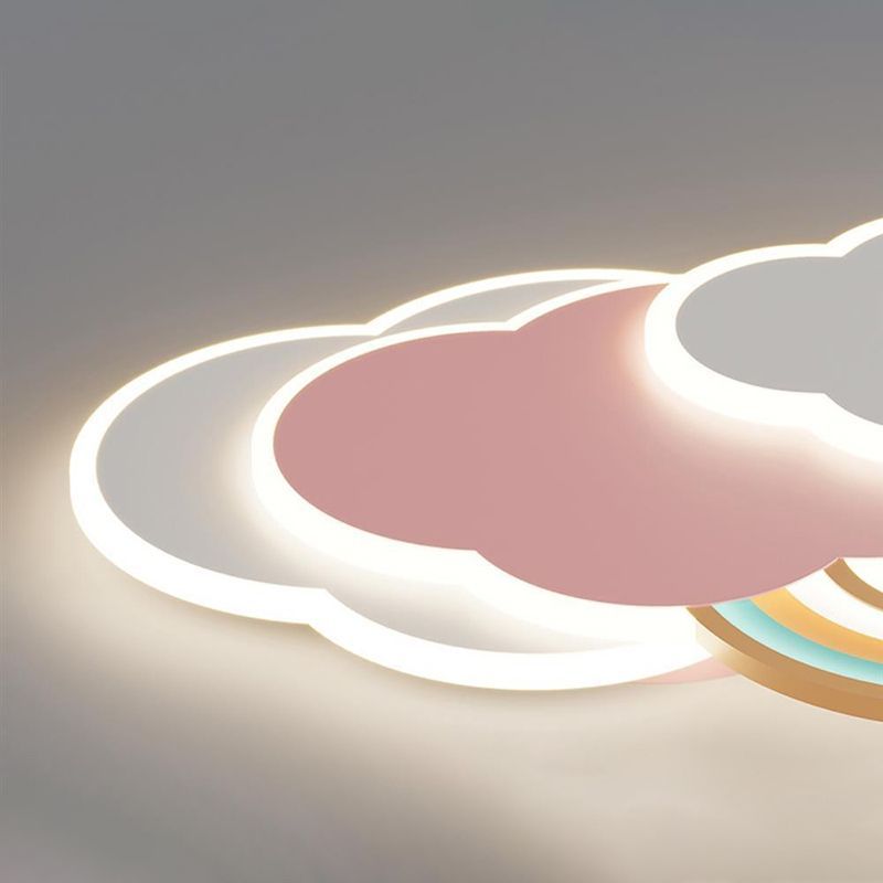 Aria Modern Cloud/Rainbow Flush Mount Ceiling Light Pink/White