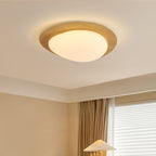 Arisha Flush Mount Ceiling Light Modern, Metal, Walnut/Natural