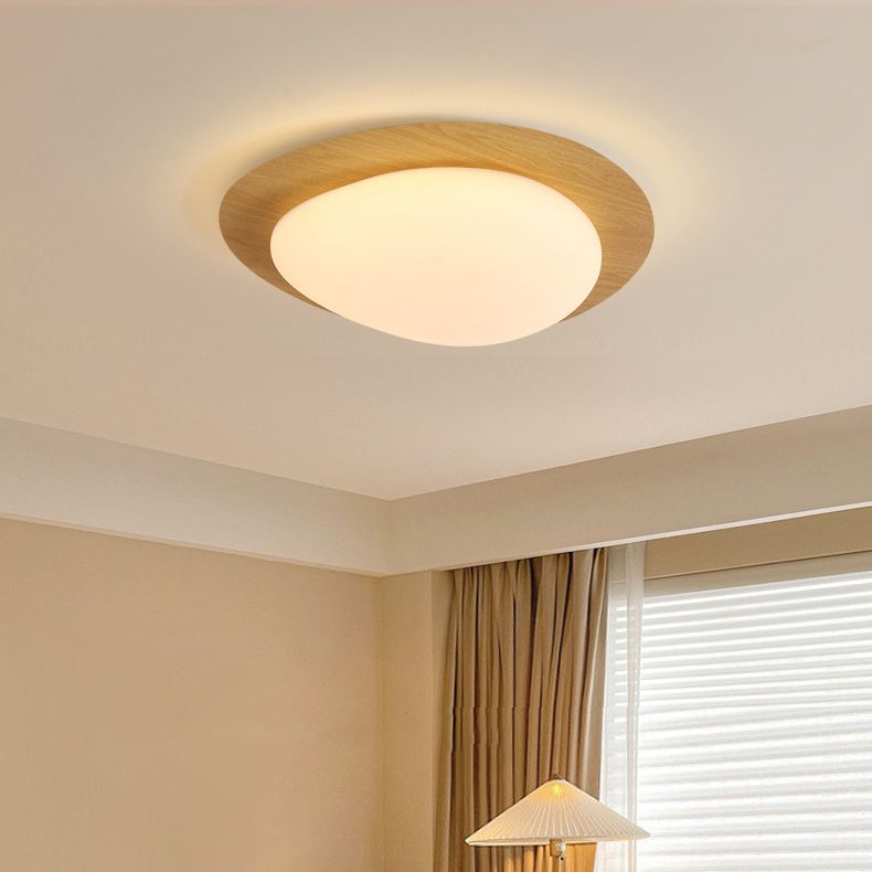 Arisha Flush Mount Ceiling Light Modern, Metal, Walnut/Natural