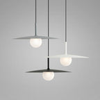 Arisha Modern Dish-shaped Metal Pendant Light, Black/White/Grey