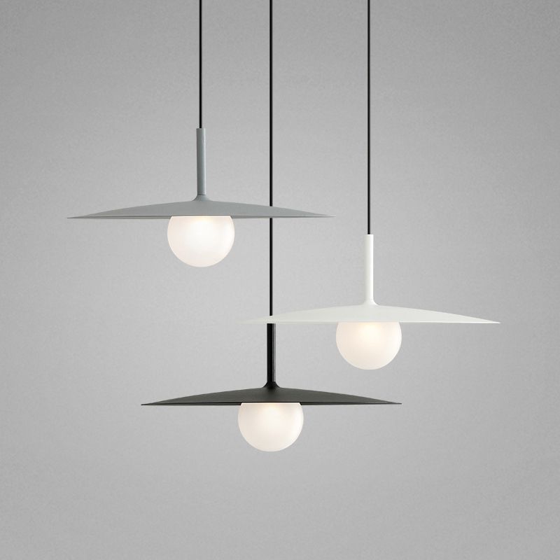 Arisha Modern Dish-shaped Metal Pendant Light, Black/White/Grey
