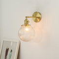Valentina Luxury Globe/Flower Glass Vanity Wall Lamp, Gold, Bedroom