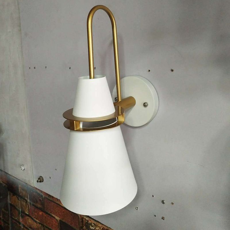 Valentina Modern Cone Metal Wall Lamp, Black/White/Blue