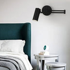Aria Wall Lamp Cone Modern, Metal Adjustable, Black/Gold, Bedroom