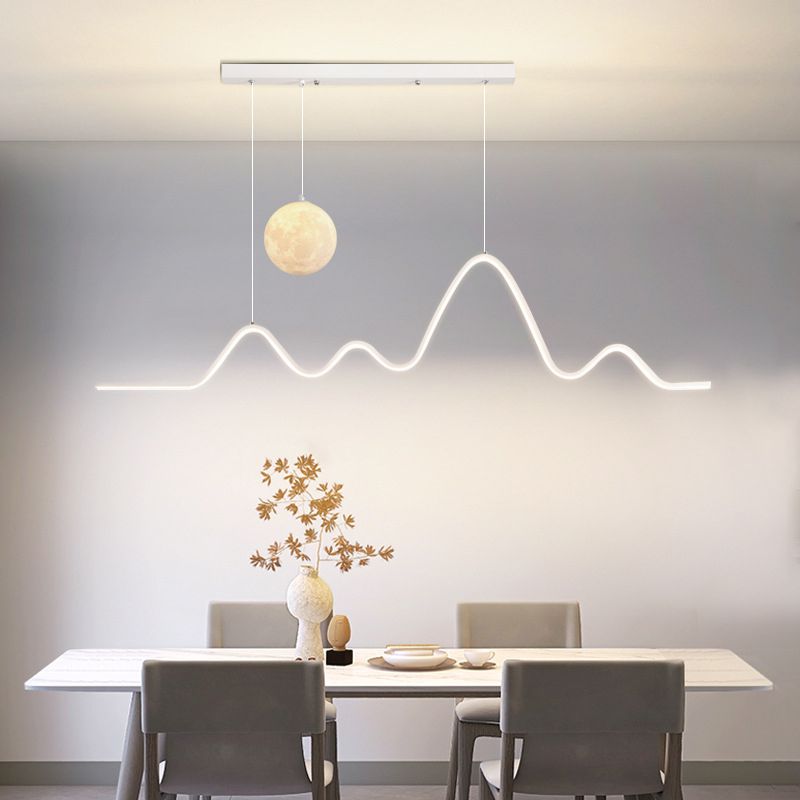Arisha Minimalist Wavy Metal Pendant Light, Black/White/Gold
