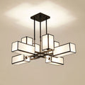 Arisha Pendant Light Square Retro, Metal/Fabric, Black/Gold, Living Room