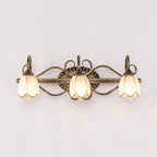 Arisha Antique Brass Flower Mirror Front Vanity Wall Lamp