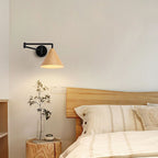 Muto Cone Shaped Adjustable Wall Lamp, Metal/Wood, Bedroom