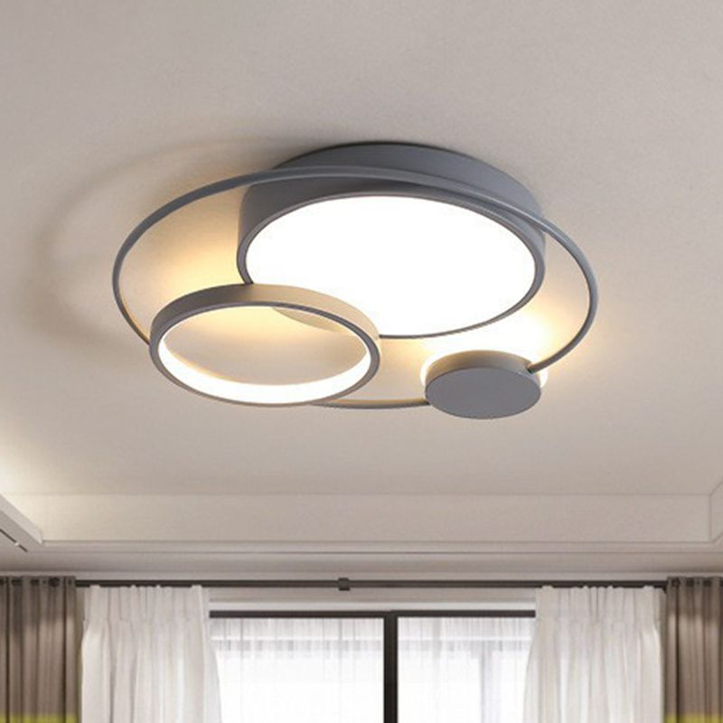 Arisha Modern Circular LED Flush Mount Ceiling Light, Black & White