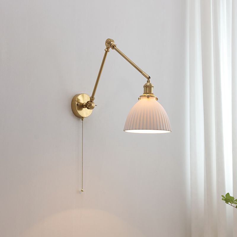 Arisha Wall Lamp Modern Drum Ceramics Metal Adjustable, White