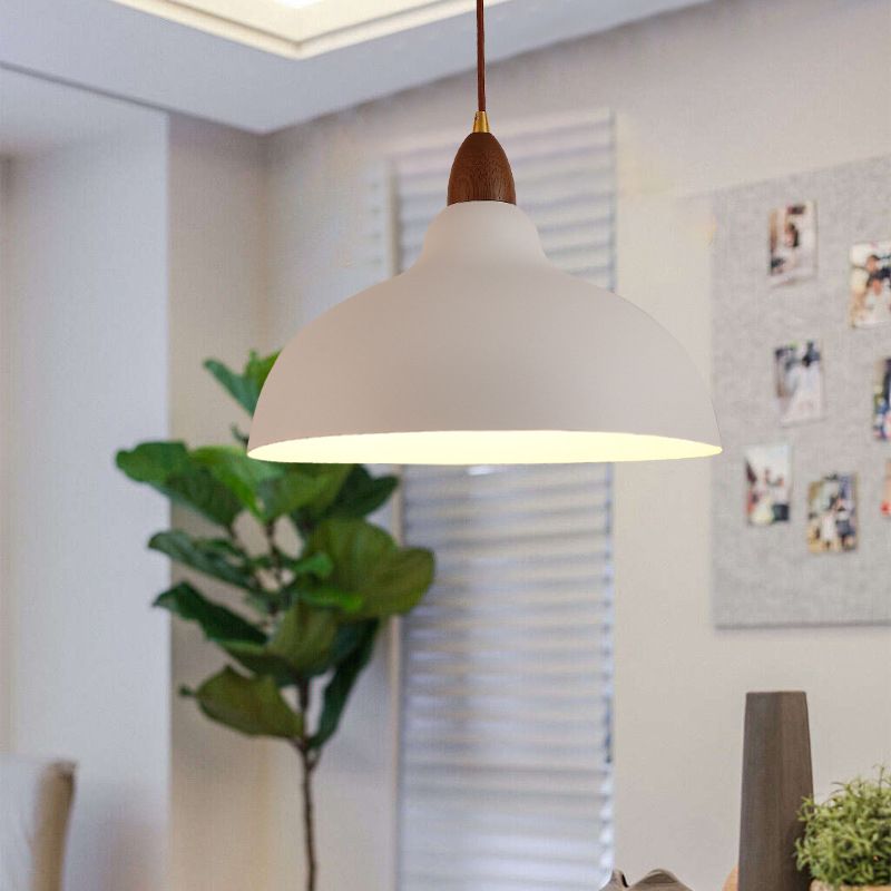 Valentina Modern Bowl-shaped Metal Pendant Light, Black/White