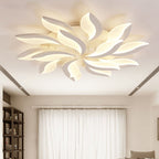 Arisha Minimalist Art Deco Flower Flush Mount Ceiling Light, White, Living Room