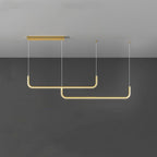 Clen Modern Linear Pendant Light Double Frame, Black/Gold