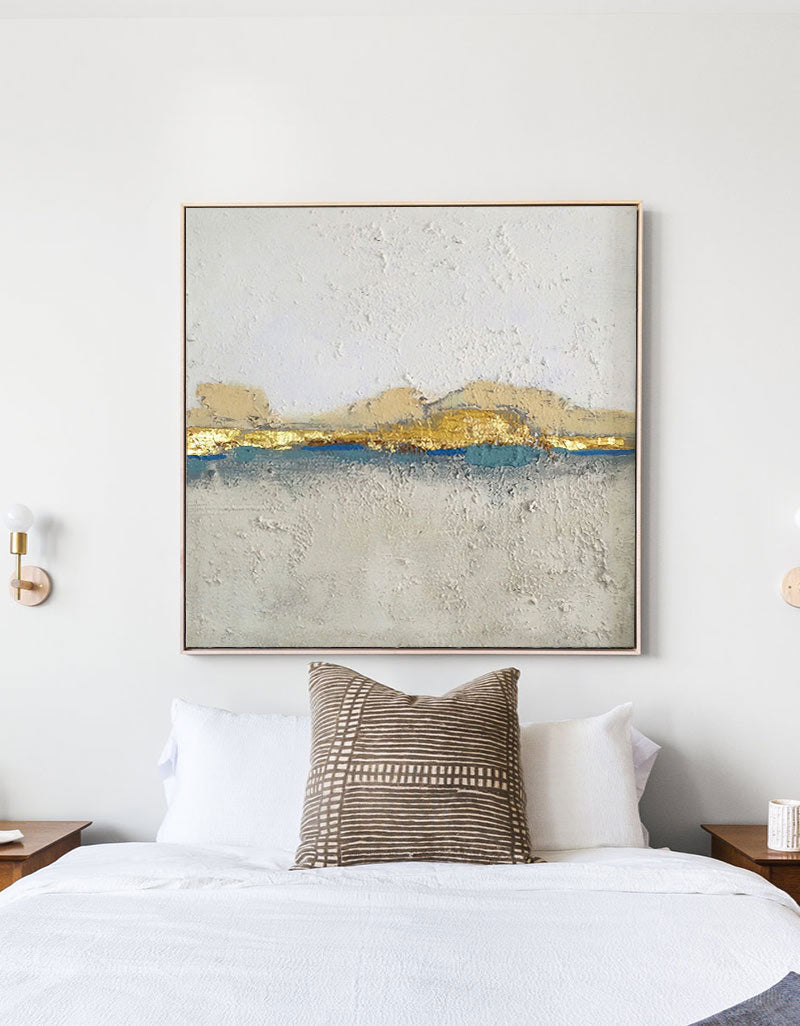 Minimalist Gold Leaf Abstract Landscape Painting