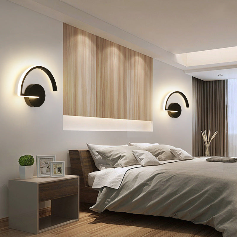Arisha Minimalist Linear Semicircular Metal Decor Wall Lamp