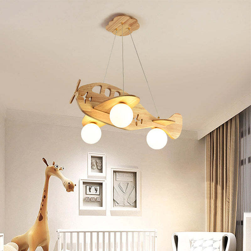 Arisha Vintage Airplane Shape Pendant Light, Wood