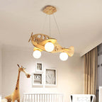 Arisha Vintage Airplane Shape Pendant Light, Wood