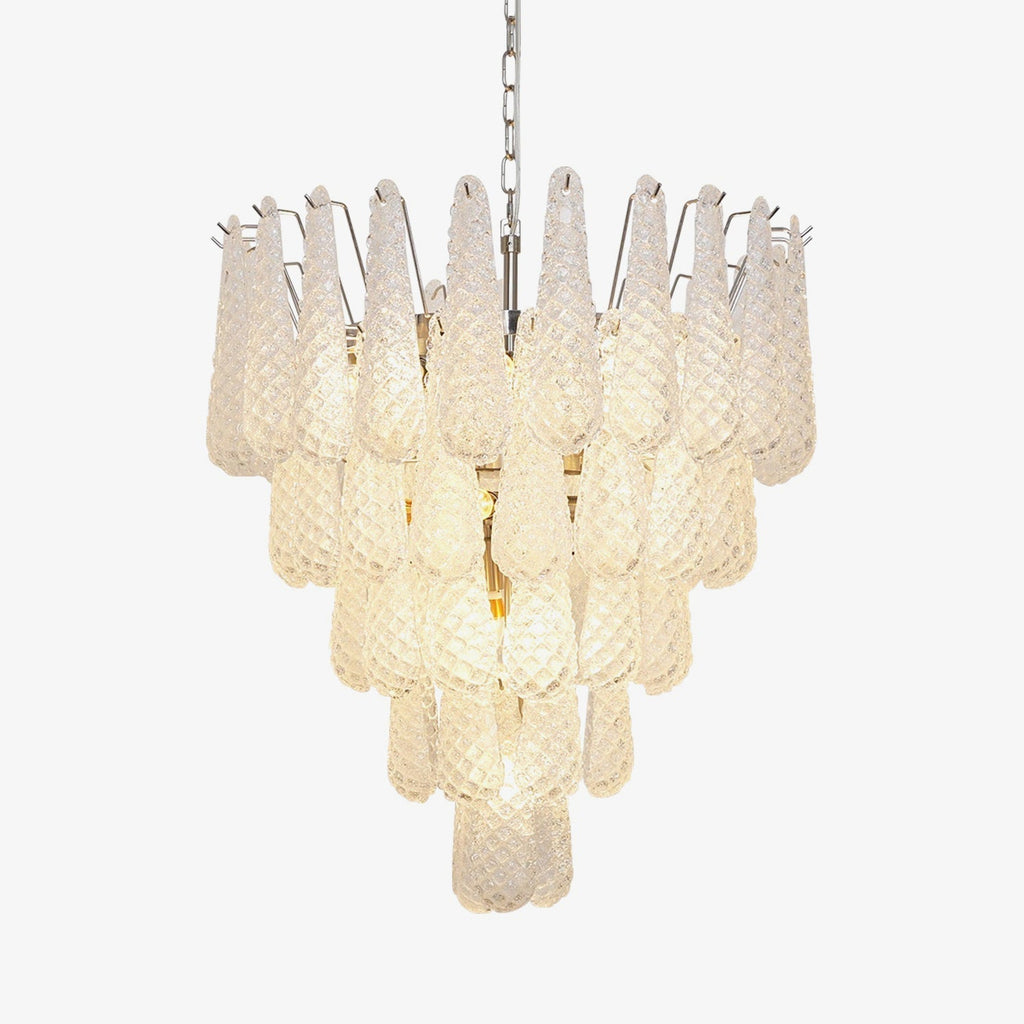 Aurora Chandelier Clear Murano Glass Dewdrop Layered