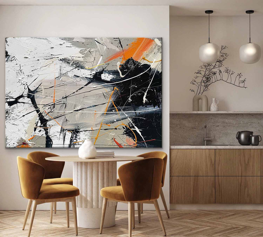 Wall Art Abstract Expressionist Bold Strokes Orange