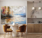 Autumn Lakeside Impasto Painting