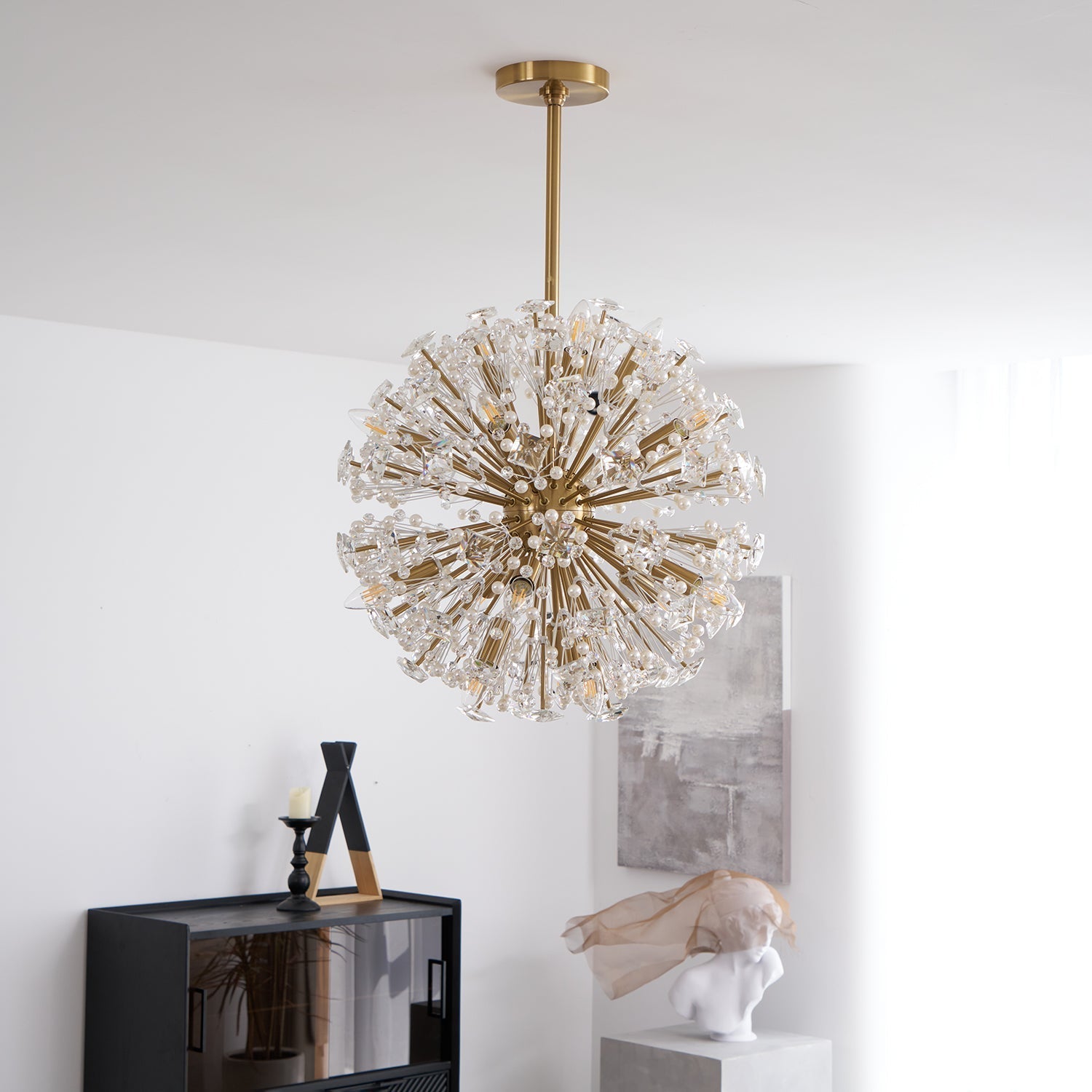 Aurora Chandelier Dickinson Gold Crystal Starburst