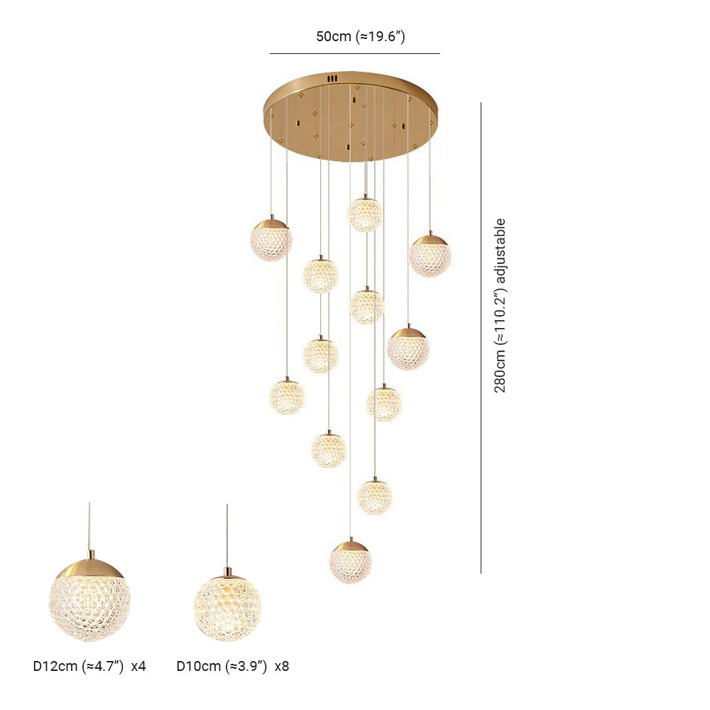 Arisha Multi Staircase Modern Art Deco Pendant Light, Gold