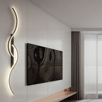 Lumor Modern Linear Wave Bedroom Wall Lamp, Black/Gold