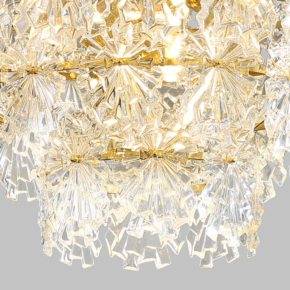 Kristy Elegant Gold Pendant Light 3 Rings, Metal/Glass
