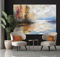 Autumn Lakeside Impasto Painting