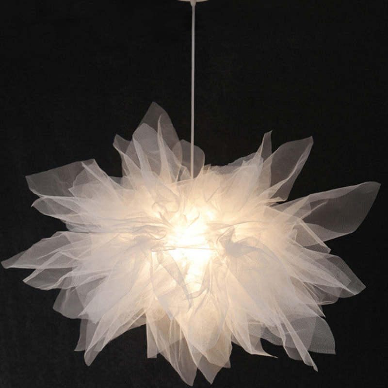 Arisha Modern Flower Fabric Pendant Light, Bedroom, White
