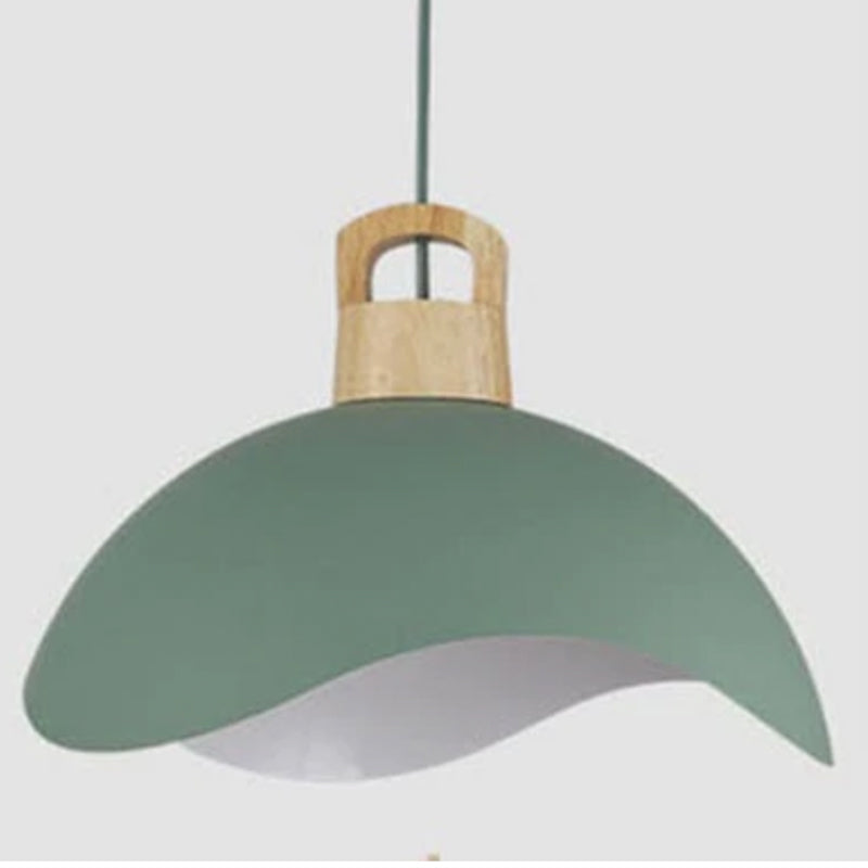 Valentina Colorful Shade Single Pendant Lights, Wood & Metal