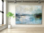 Blue Water Landscape Abstract Oil Painting