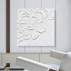 3D White Floral Impasto Painting