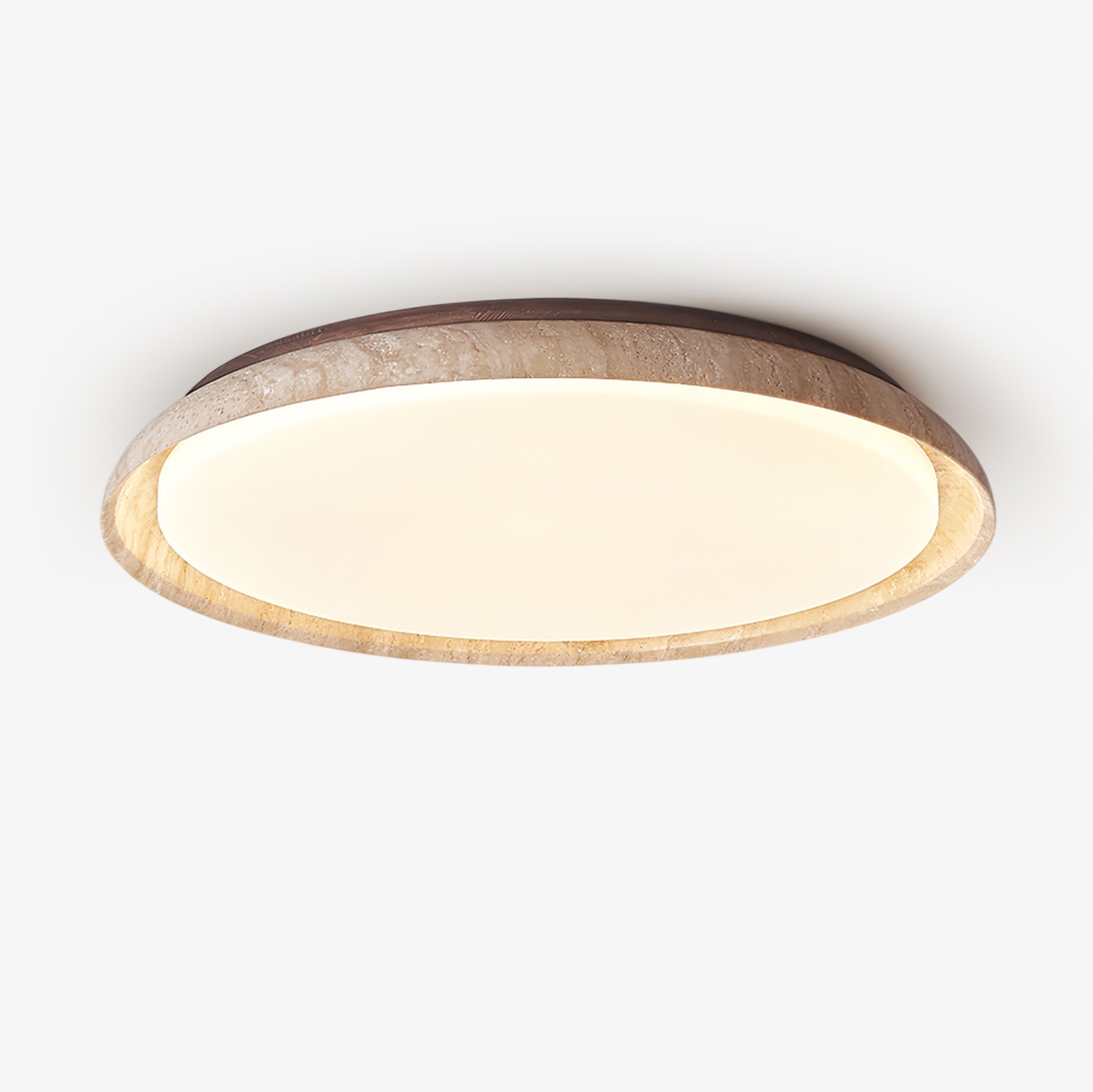 Elvinila Ring-Rim Travertine Ceiling Light