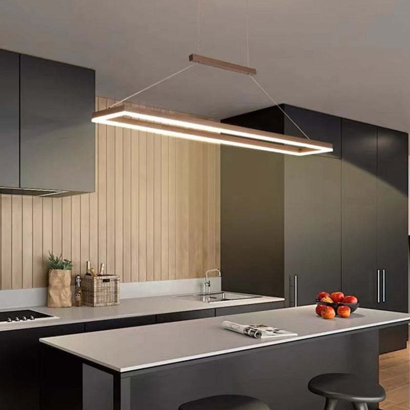 Gloen Modern Rectangular Hanging Pendant Light, Gold/Coffee