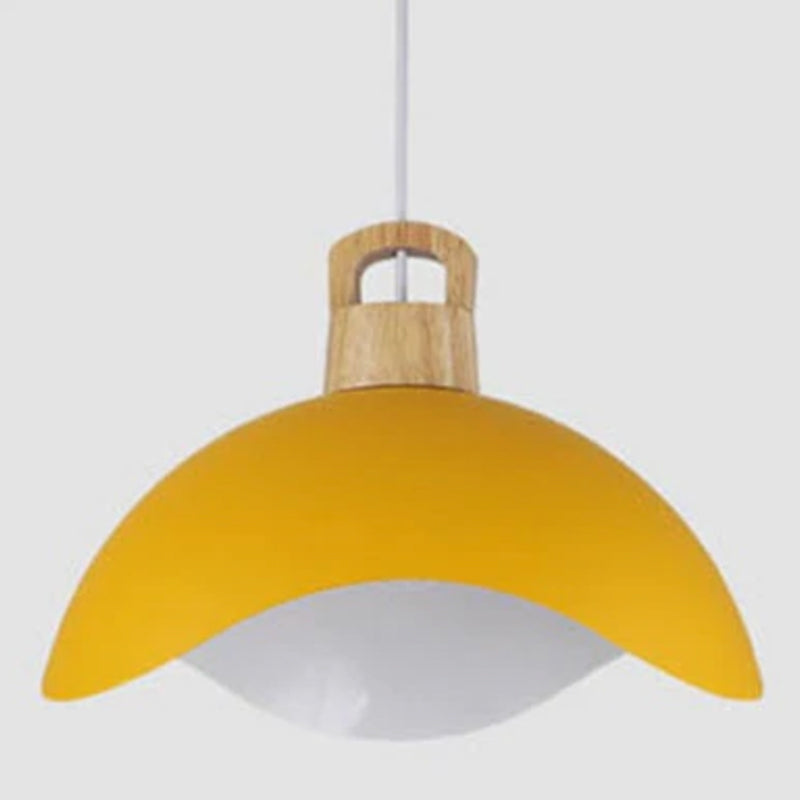 Valentina Colorful Shade Single Pendant Lights, Wood & Metal