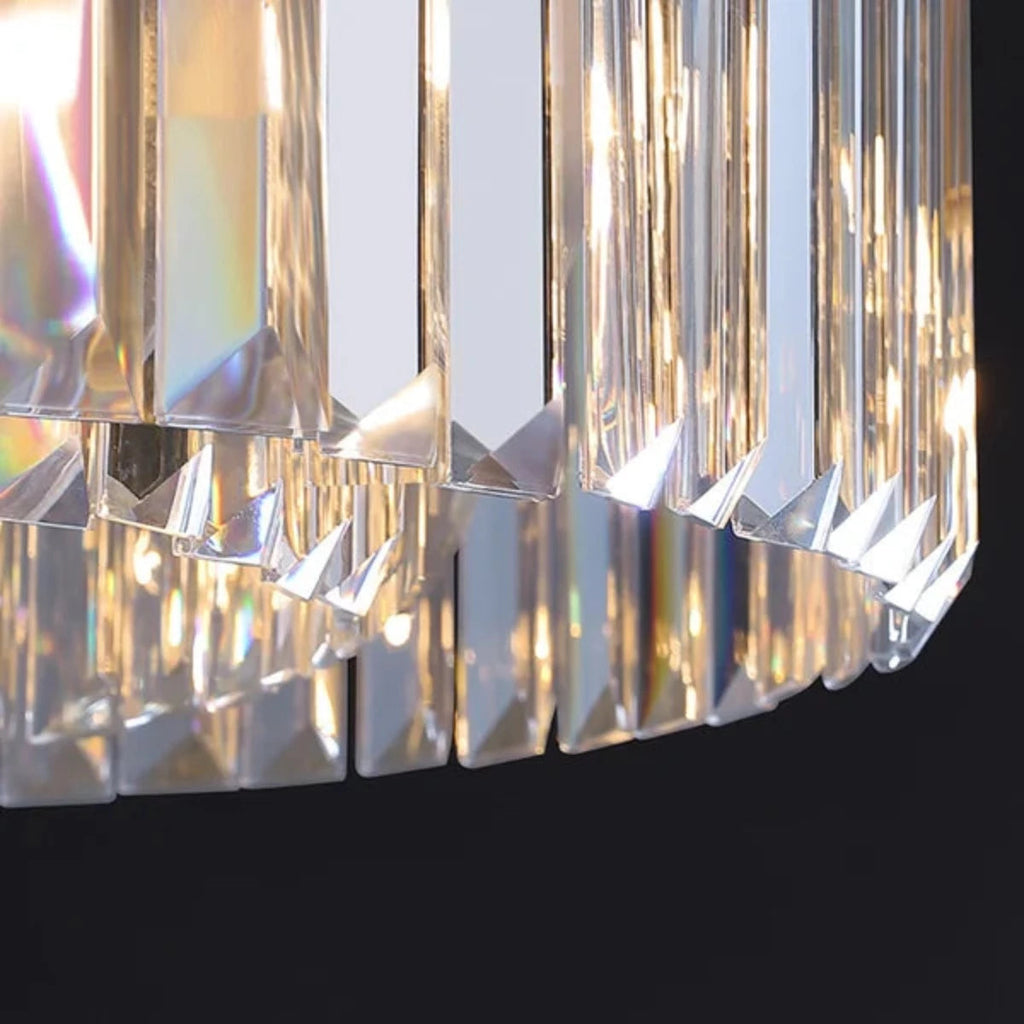 Kristy Modern Tiered Crystal LED Chandelier in Brass Living Room
