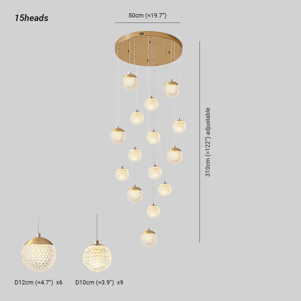 Arisha Multi Staircase Modern Art Deco Pendant Light, Gold